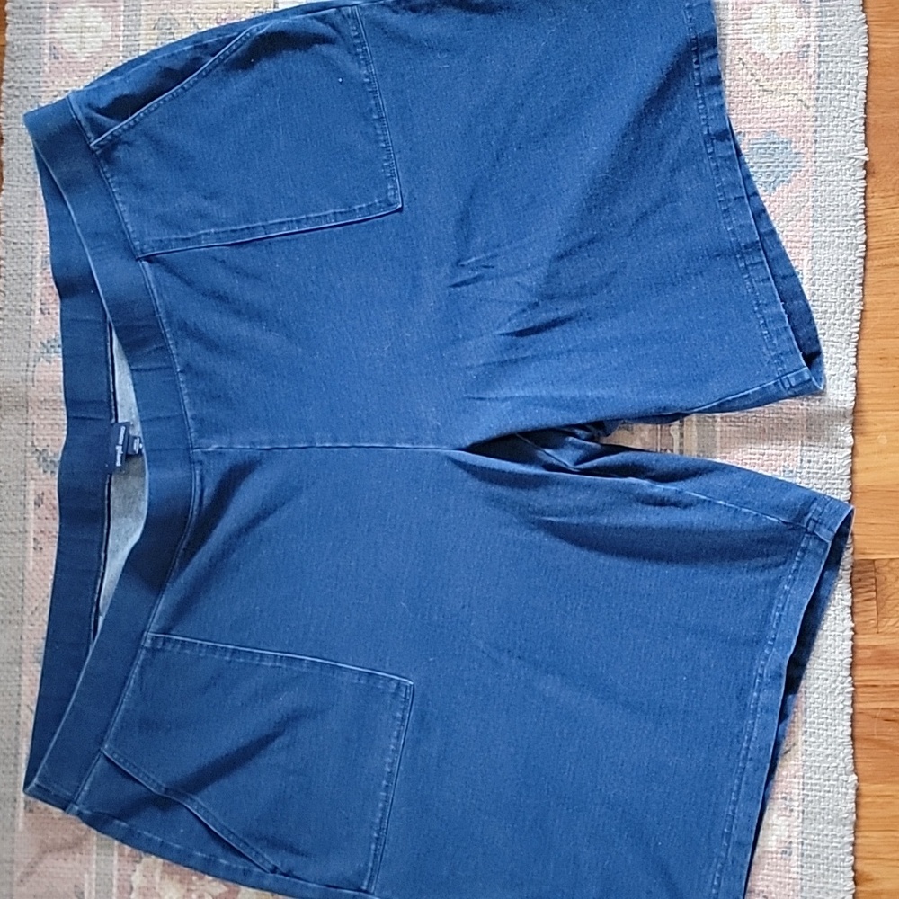 J. Jill Pure Jill Indigo Dark Wash Elastic Waist Knit Jean Shorts SZ 4X Cotton